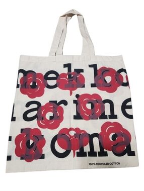 Marimekko Beige Tote With Red Floral Design